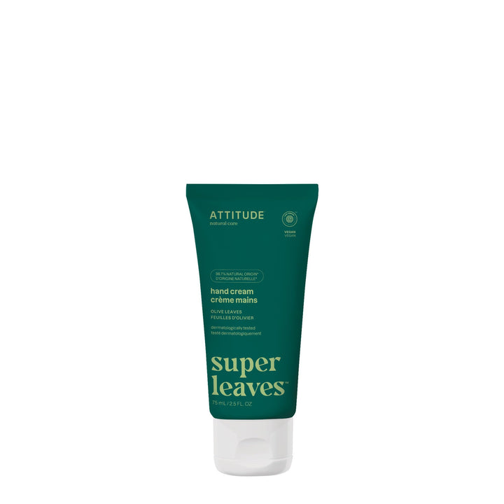 ATTITUDE Natural Moisturizing Hand Cream for Dry Cracked Skin, EWG Verified Hydrating and Protecting, Vegan & Cruelty-free, Olive Leaves, 2.5 Fl Oz (Pack of 1) (18173)