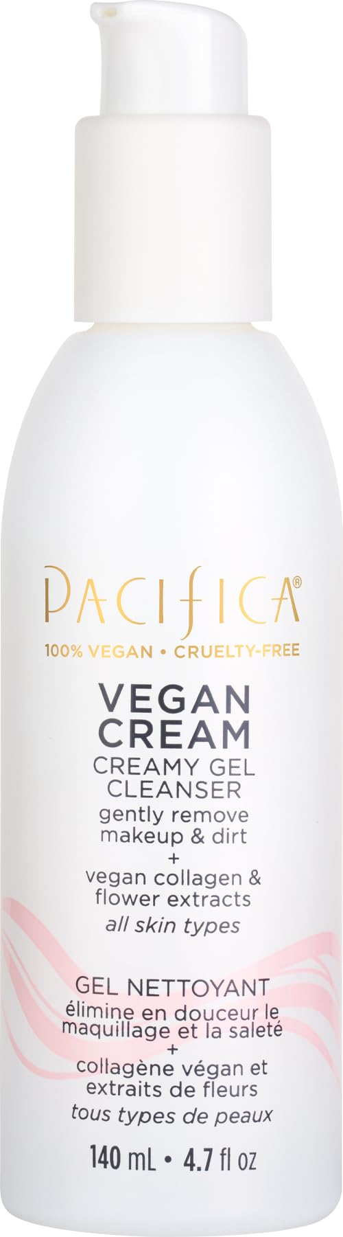 Pacifica Vegan Cream Gel Facial Cleanser – Collagen Daily Foaming Face Wash & Makeup Remover, w/Botanical & Flower Milk Extracts, Hydrating, Antioxidants, Vegan, Clean Beauty, Dermatologist Tested