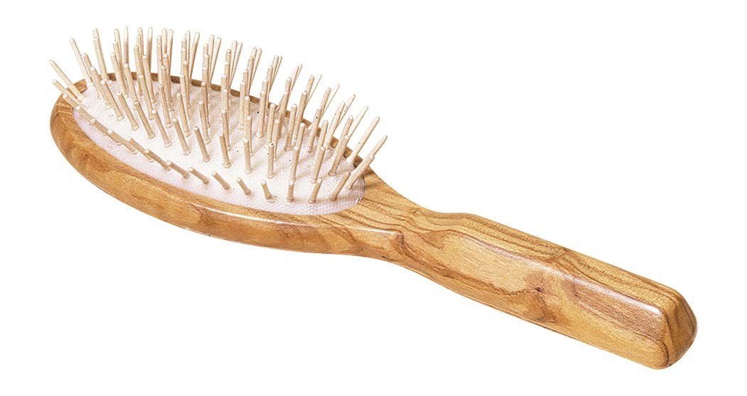 8-1/2-Inches, Maple Pin Oval Wooden Hairbrush : Bürstenhaus Redecker Maple Pin Oval Wooden Hairbrush with Waxed Olive Wood Handle, 8-1/2-Inches