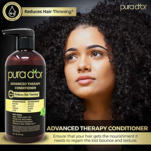 PURA D'OR Advanced Therapy Conditioner (16oz) For Increased Moisture, Strength, Volume & Texture, No Sulfates, Contains Argan Oil & Biotin, All Hair Types, Men & Women (Packaging May Vary)