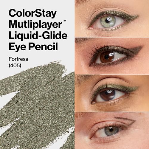 REVLON ColorStay Multiplayer Liquid-Glide Eye Pencil, Multi-Use Makeup With Blending Brush, Blends Then Sets, Creamy Texture, Waterproof, Smudge-proof, Longwearing, 405 Fortress, 0.03 Oz