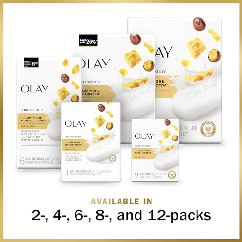 Olay Moisture Outlast Ultra Moisture Shea Butter Beauty Bar with Vitamin B3 Complex, 3.75 oz, (Pack of 6)