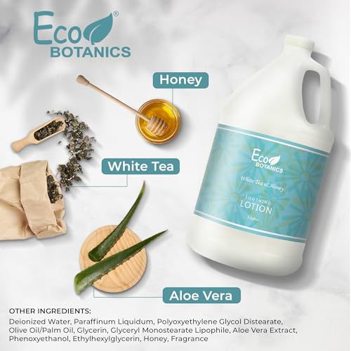 1-Shoppe Terra Pure Eco Botanics Natural Lotion with Raw Honey & White Tea | Gallon Jug Bulk Toiletries for Airbnb, Vacation Rentals, and Home Bathroom | Refill For Soap Dispensers