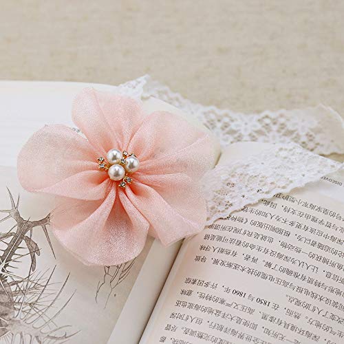 Kercisbeauty Baby Girls Flower Bows Headband Lace Headwear for Toddler Babies Elastic Adjustable Head piece Wreath Halloween Holiday Sunday Headband (Pink)