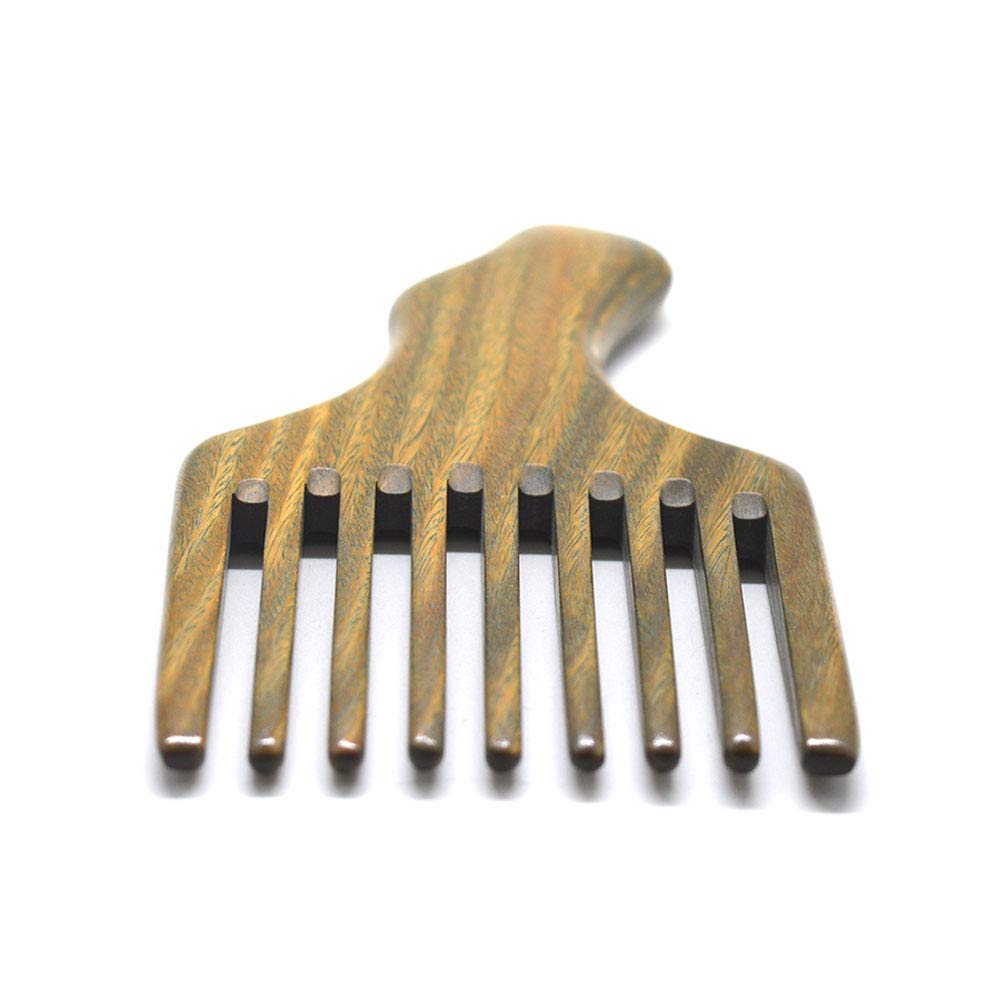 Xuanli Hair/Beard Pick/Wide Tooth Comb – Made Of One Whole Piece Of Natural Green Sandal Wood With Fantastic Handle (M049)