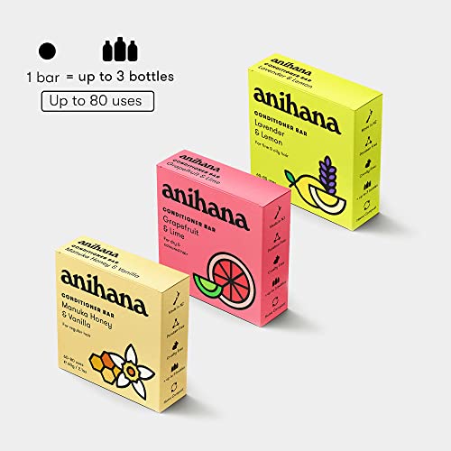 ANIHANA Conditioner Bar for Regular Normal Hair Clean Purifying Natural Healthy Look and Shine Paraben Free Manuka Honey and Vanilla 2.1 oz