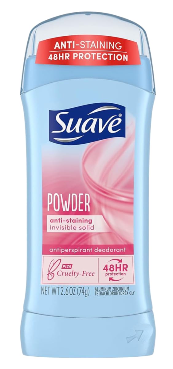 Suave Deodorant 2.6 Ounce 24Hr Powder Invisible Solid (76ml) (2 Pack)