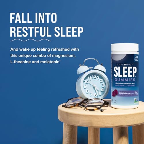 Natural Vitality SLEEP Gummies, Magnesium Supplement With Melatonin and L-Theanine, Vegan, Gluten Free, Helps the Body Ease Into Sleep, Blueberry Pomegranate 120 Count