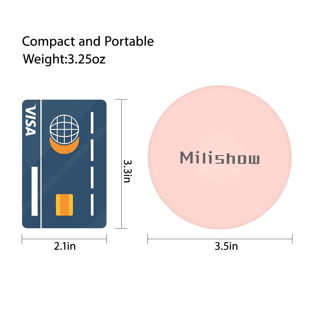 Milishow Compact Mirror with LED Light,1x/10x Magnifying Rechargeable Mirror,3.5in, Dimmable Travel Mirror for Purse,Pocket,Handheld 2-Sided Makeup Mirror