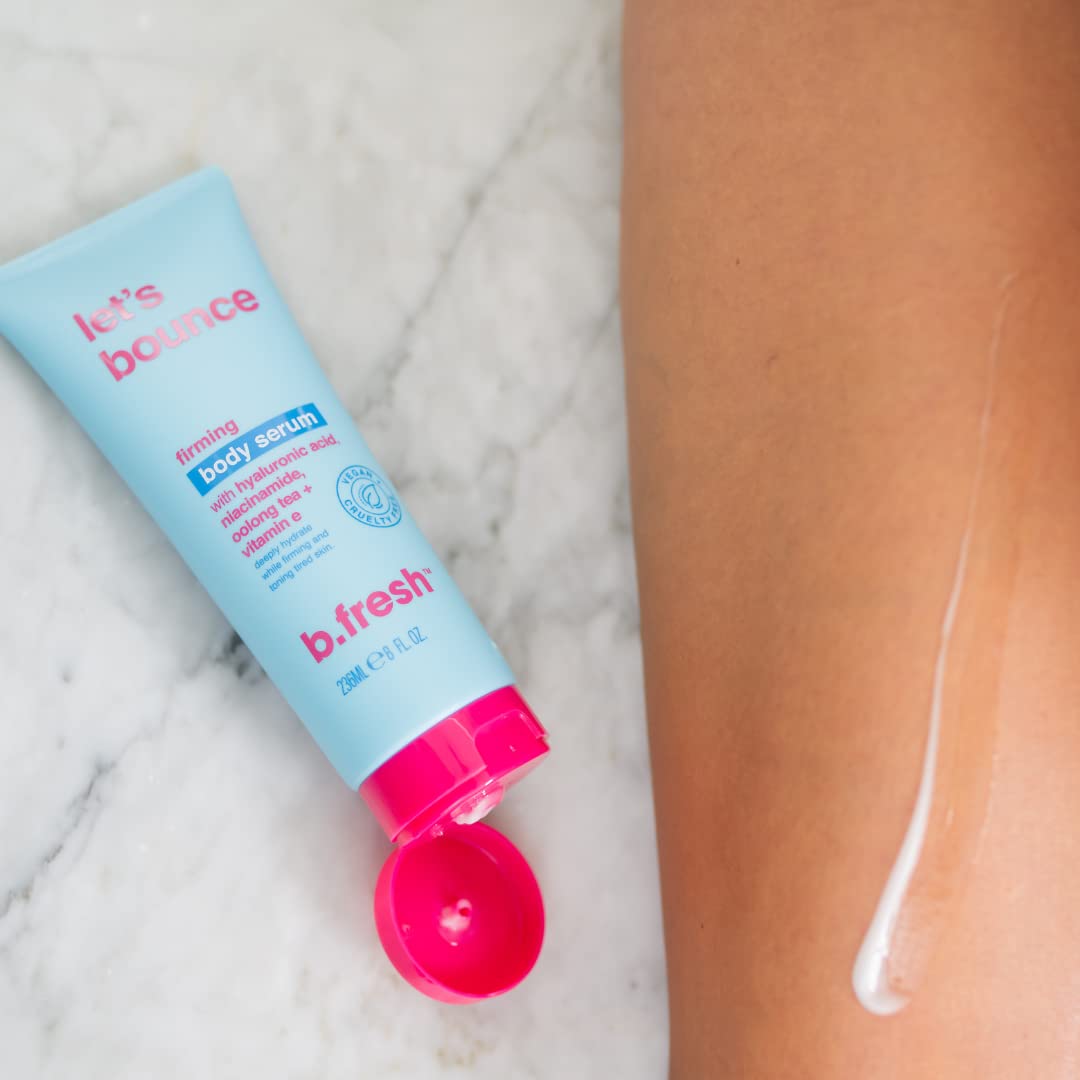 B.TAN Daily Moisturizing Body Lotion | Let's Bounce Firming Body Serum - Tightening & Hydrating Dry Skin with Skincare like Hyaluronic Acid, Niacinamide, Oolong Tea + Vitamin E, 8 Fl Oz