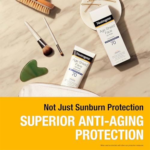 Neutrogena Age Shield Face Oil-Free Sunscreen Lotion with Broad Spectrum SPF 70, Non-Comedogenic Moisturizing Sunscreen to Help Prevent Signs of Aging, PABA-Free, 3 fl. oz.