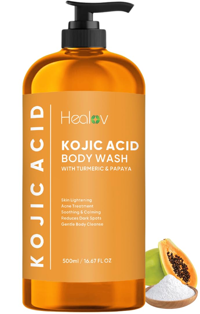 Healov Kojic Acid Soap for Hyperpigmentation – Skin Brightening Kojic Papaya Body Wash – Dark Spot Soap Reduces Acne, Scars, and Evens Skin Tone – Turmeric Body Wash for Brighter Glowing Skin