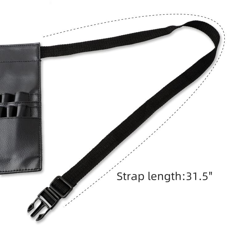 Professional 22 Pockets PU Leather Cosmetic Makeup Brush Bag Case Holder with Belt Strap, Brushes Not Included