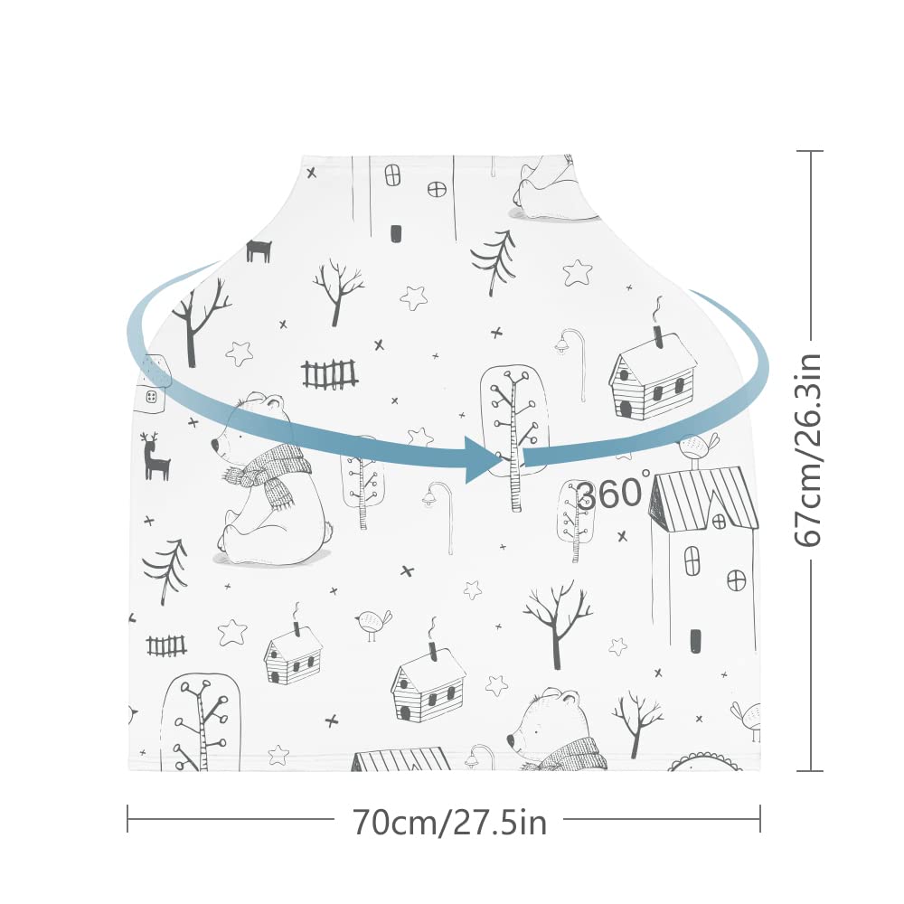 Yoofoss Nursing Cover Breastfeeding Scarf - Baby Car Seat Covers, Infant Stroller Cover, Strechy Carseat Canopy for Boys and Girls (Bear)