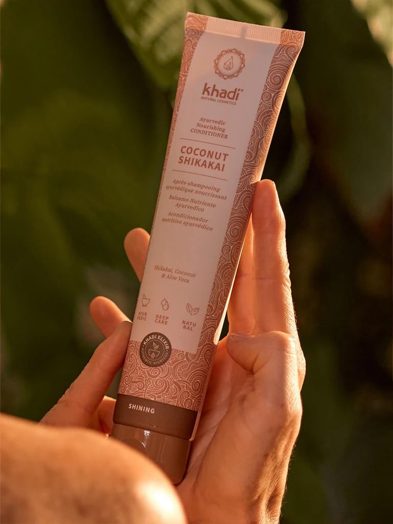 KHADI COCONUT SHIKAKAI Ayurvedic conditioner, 100% natural, silicone-free, Coconut & Shikakai rich conditioning, silky shine, reduces frizz & defines curls, vegan hair care organic beauty 6.7 oz