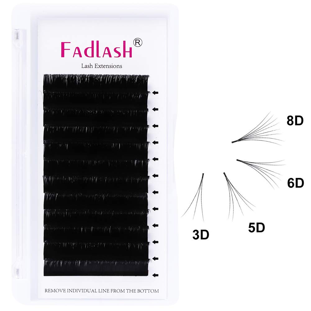 Volume Lash Extensions FADLASH Easy Fan 3D~10D D Curl Volume Fans 0.05 0.07mm Self Fanning Eyelash Extensions 8-20mm Length(0.05-D, 13mm)