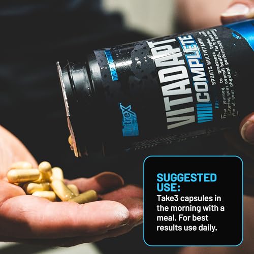 Nutrex Research Vitadapt Complete Sports Multivitamin for Men - 24 Vitamins, KSM-66 Ashwagandha and Minerals for Athletes - Mens Multivitamin (90 Capsules)