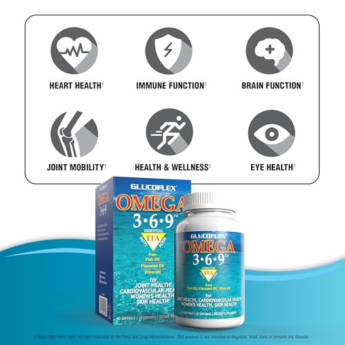vGlucoflex Omega 3-6-9, Omegas from EPA/DHA Fish Oil for Joint Health, 30 servings