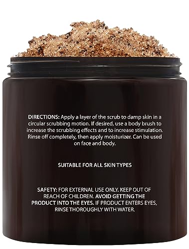 Brooklyn Botany Dead Sea Salt and Arabica Coffee Body Scrub 10 oz - Moisturizing and Exfoliating Body, Face, Hand, Foot Scrub - Fights Stretch Marks, Fine Lines, Wrinkles - Great Gifts for Women & Men