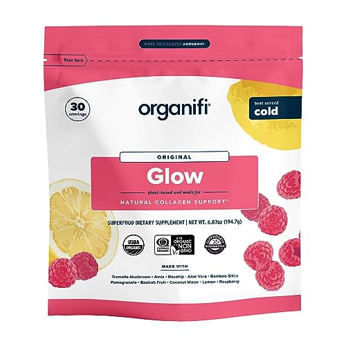 Organifi Glow - Vegan Collagen Powder for Women - Organic Flavored Water Ingredient, 30 Servings