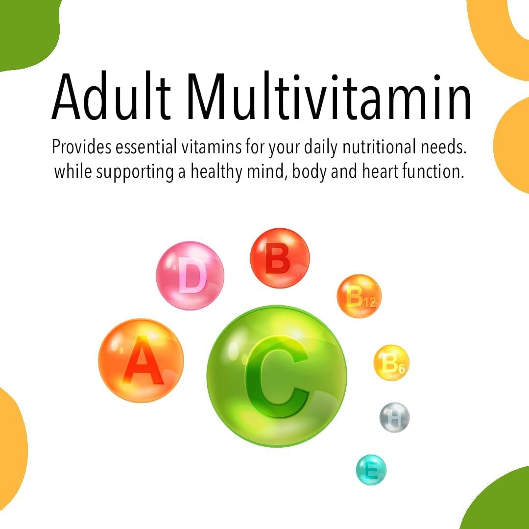 VITA GLOBE Adult Multivitamin Gummy with Vitamin, Vitamin C, Vitamin D Vitamin E, Niacin, Vitamin B6, Folate, Vitamin B12 Biotin, Pantothenic Acid, Sodium, Inisitol, 60 Count (Pack of 1)