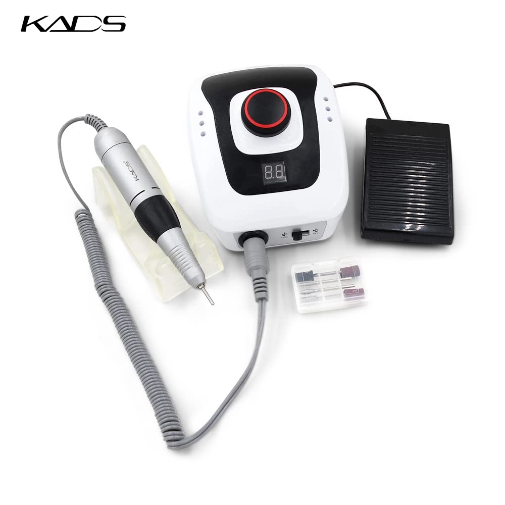 KADS New Arrival 300-35000RPM White Nail Equipment Manicure Pedicure Tools Electric Nail Art Drill Pen Machine Set for Nail Art