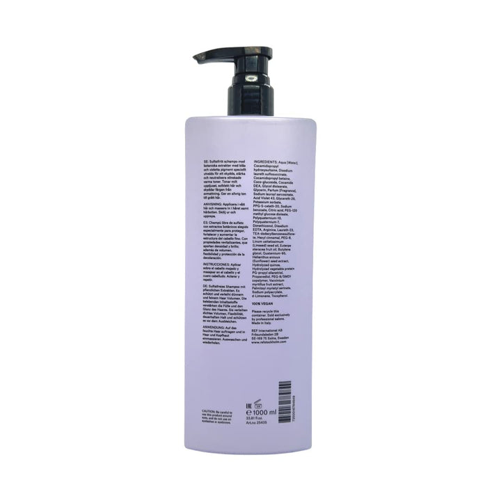 Ref Cool Silver Shampoo 1000ml Sulphate free shampoo with botanical extracts and violet pigments specially chose to protect, strengthen and neutralize unwanted yellow tones