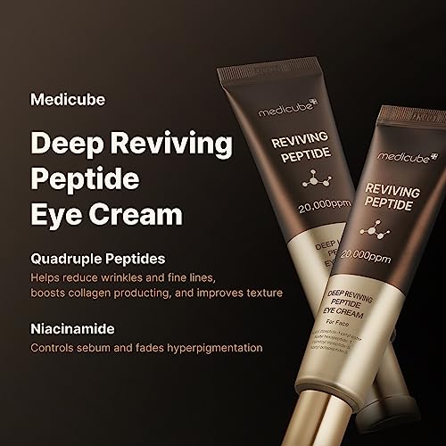 medicube Deep Reviving Peptide Eye Serum 1.01 Fl. Oz., | Eye Treatment Serum with Quadruple Peptides, Niacinamide, and Squalane | Reduces Signs of Aging and Fine Lines