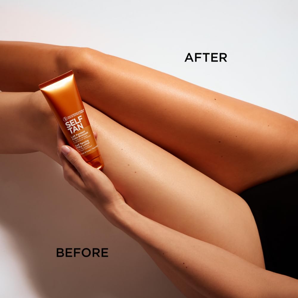 Clarins Self Tanning Milky Lotion | Self Tanner For Face and Body | Natural, Long-Lasting, Streak-Free, Sun-Kissed Glow and 24-Hour Hydration* | Non-Staining | Contains Glycerin | 4.2 Ounces