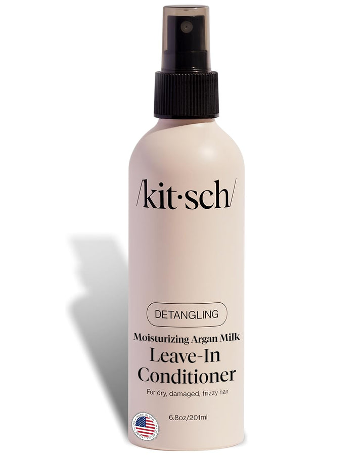 Kitsch Argan Milk Leave In Conditioner Spray - Hydrating & Nourishing Hair Treatment, Sulfate-Free, Frizz Control, Enhances Shine & Softness, Lightweight, Non-Greasy Formula for All Hair Types - 6.8oz