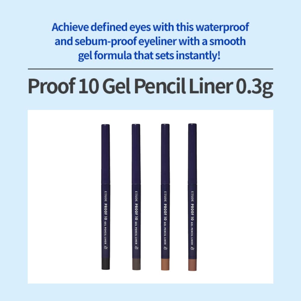 ETUDE Proof 10 Gel Pencil Liner 0.3g (#6 Honey Bronze) | Creamy Gel Texture Eyeliner with Wearable Shades to Create Precise Line Eye Makeup without Efforts, Korean Makeup, Perfect for Gift