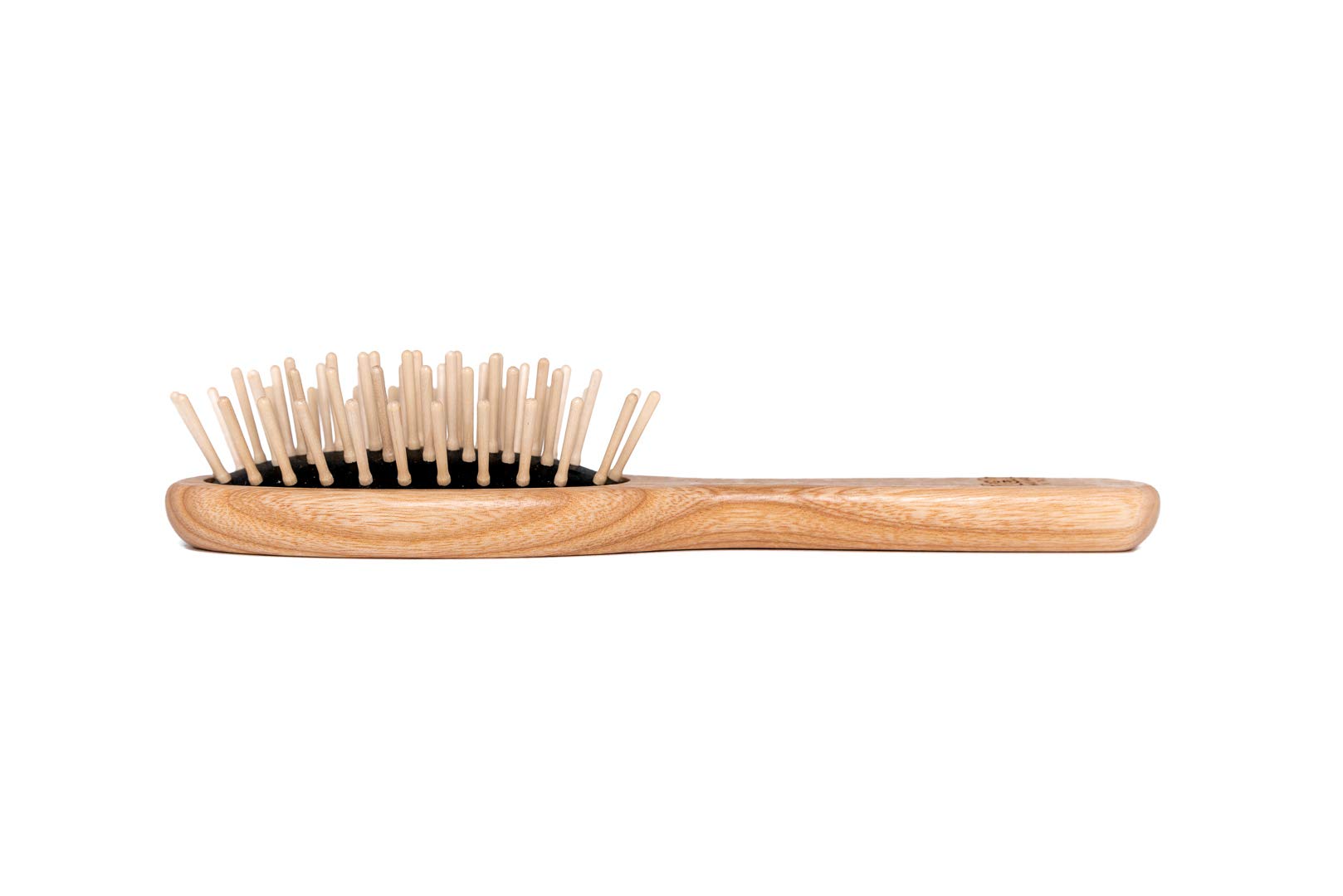 Tek small oval hairbrush in ash wood with short wooden pins - Handmade in Italy
