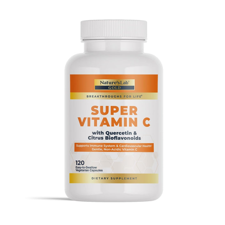 Nature’s Lab Gold Super Vitamin C 1000mg – Immune System Support – Contains Bioflavonoids Complex & Quercetin – Non-Acidic, Non-GMO, Gluten Free, Vegan – 120 Capsules (2 Month Supply)