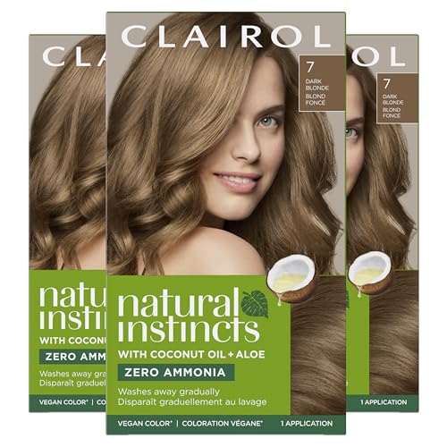 Clairol Natural Instincts Demi-Permanent Hair Dye, 7 Dark Blonde Hair Color, Pack of 3