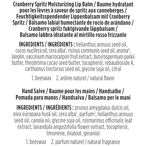 Burt's Bees A Bit of Burt's Bees Cranberry Spritz Lip Balm and Hand Salve Gift Set, Natural Origin Skin Care and Lip Care, 2-Piece Set, 0.15 oz./0.3 oz.