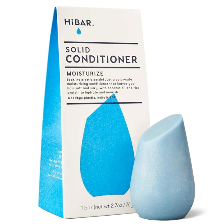 HiBAR - Moisturize Conditioner Bar - For Dry, Frizzy Hair - Deeply Nourishing & Hydrating - With Coconut Oil, Cocoa Butter, Rice Protein, & Vitamin B5 -Soap, Plastic & Sulfate-Free -Vegan -1 Solid Bar