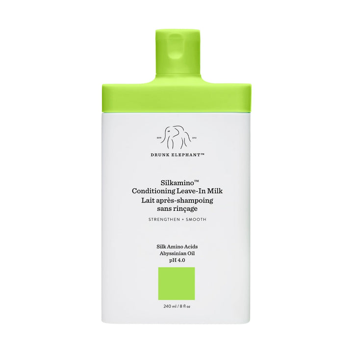 Drunk Elephant Silkamino Conditioning Leave-In Milk - 240 ml/8 fl oz - Silk Amino Acids - Clean Clinical - Cruelty-Free - Dermatologist-Tested - Free of Essential Oils, Silicones, and SLS
