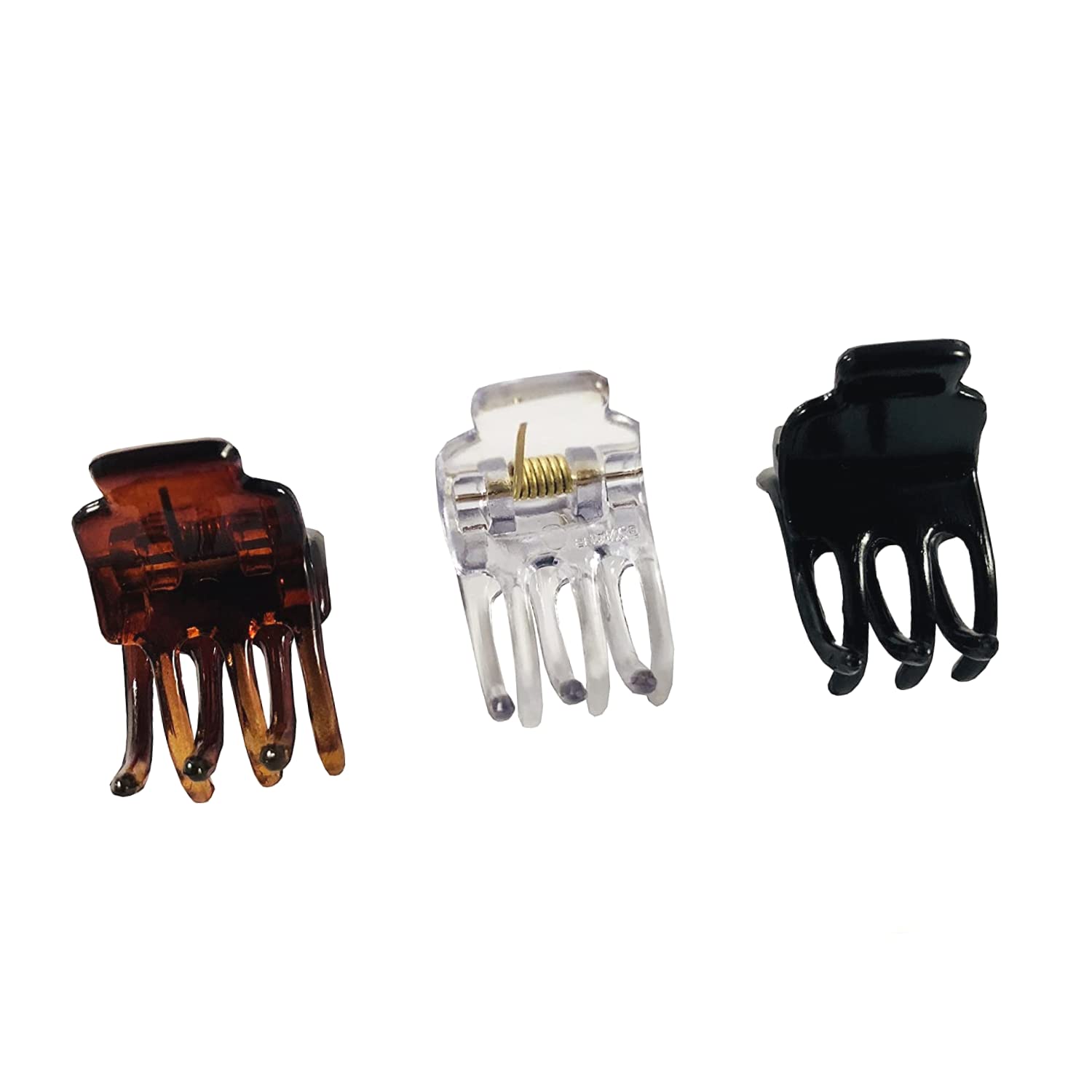 Parcelona French Pinch Mini Tortoise Brown Black Clear Celluloid Acetate Jaw Hair Claw Clip