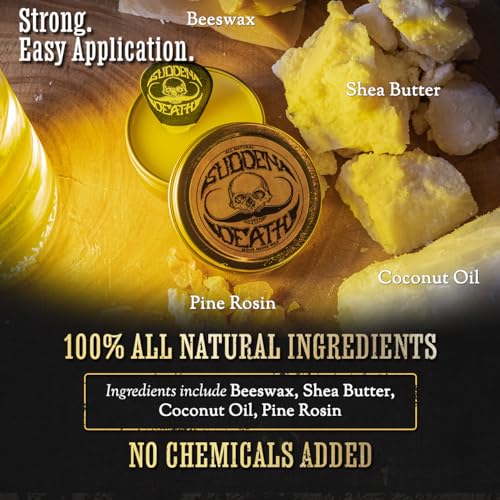 Mustache Wax Strong Hold Grooming For Men | Sudden Death Moustache & Beard Wax 1oz Tin | Perfect For Handlebar Mustaches By Death Grip | No Heat Source Required