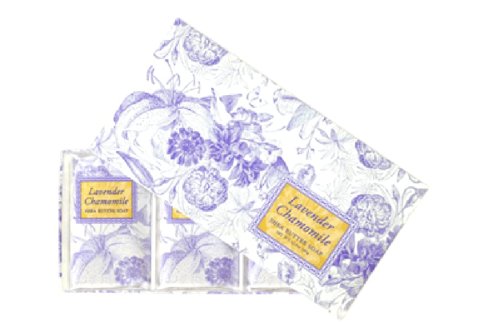 Greenwich Bay Lavender Chamomile Triple Milled Soap Gift Set With Shea Butter And Cocoa Butter - Set Of Three Soap Bars 4.3 Oz. Ea. Individually Wrapped In A Beautiful Gift Box