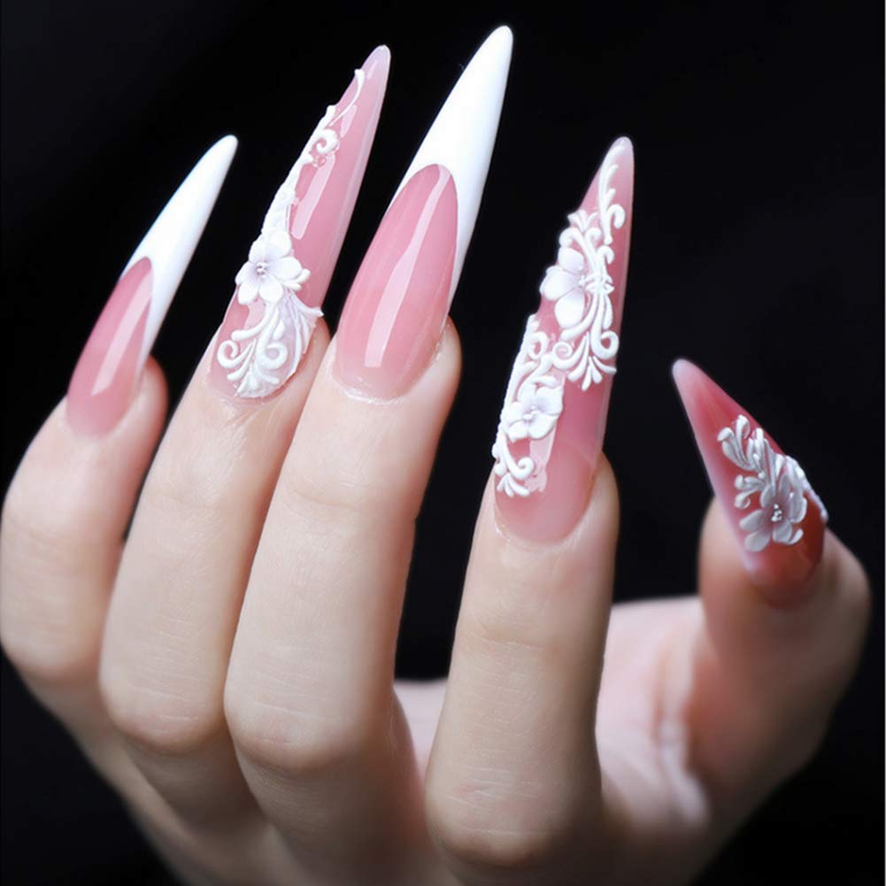 YIMART 500pcs Acrylic Medium Long Stiletto Nail Tips Easy Coffin Nails Sharp False Nail Art Tips For Nails Salon (Clear)