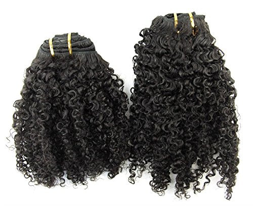14, 120Gram/Set : Ms Fenda Brazilian Remy Virgin Hair 3B 3C Kinky Curly Natural Color African American Clip In Hair Extensions 120Gram 7Pcs/Set(14)