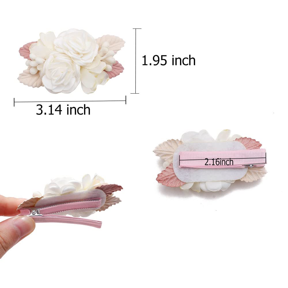 mligril Baby Girls Flower Hair Clips-3pcs Floral Hair Bows Alligator Barrettes for Infant Toddler