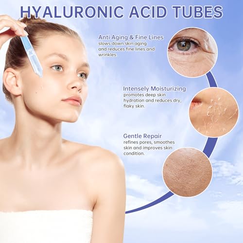 60 Pcs 5% Hyaluronic Acid Serum Ultra-Hydrating Vials, Hyaluronic Acid Tubes, Wake Nature Perfection Hyaluronic Serum, Single-Use Ultra-Hydrating Essence for Face