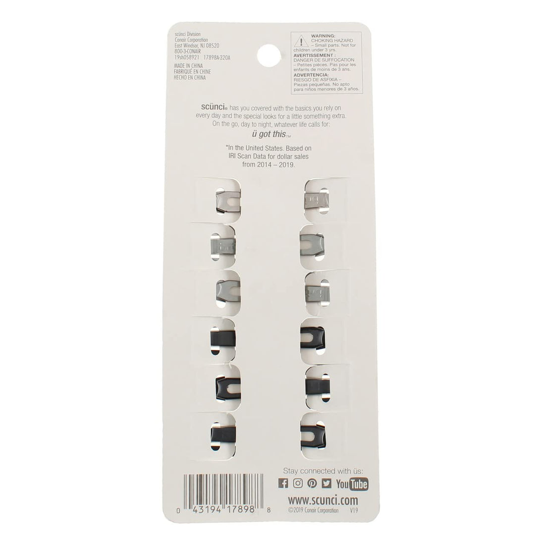 Scunci No Slip Snap Clips, 5cm