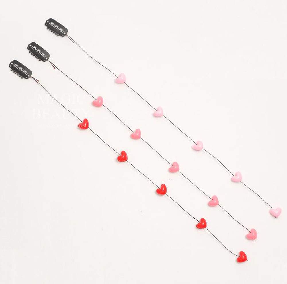 Fodattm 3 Pcs Resin Love Shape Long Hair Decorative Headdress Hair Clip Hair Extensions With Comb Invisible Streamline Hairpin Hair Accessories