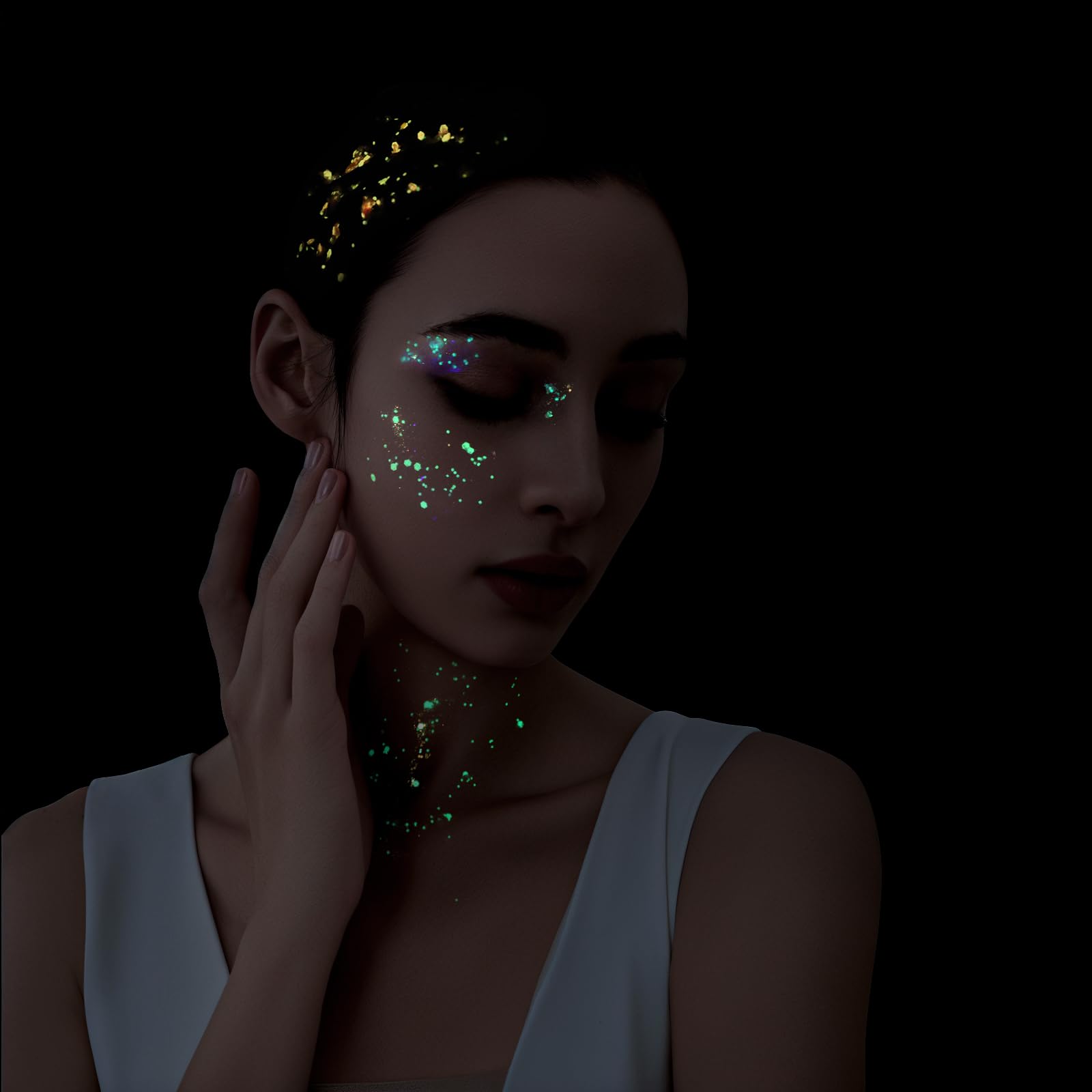 Teenitor 6 Colors Glow in The Dark Glitter Gel, Body Glitter Face Glitter for UV Black Light Party Raves Festivals