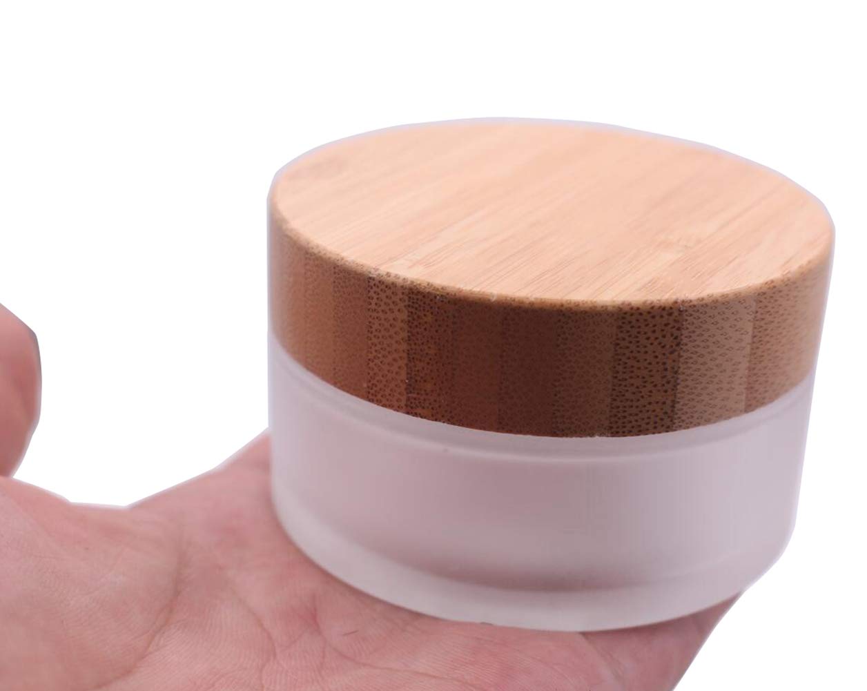 50g 50ml Environmental Bamboo Lid Frosted Glass Bottle Cream Jars Empty Cosmetic Comtainer 1pcs
