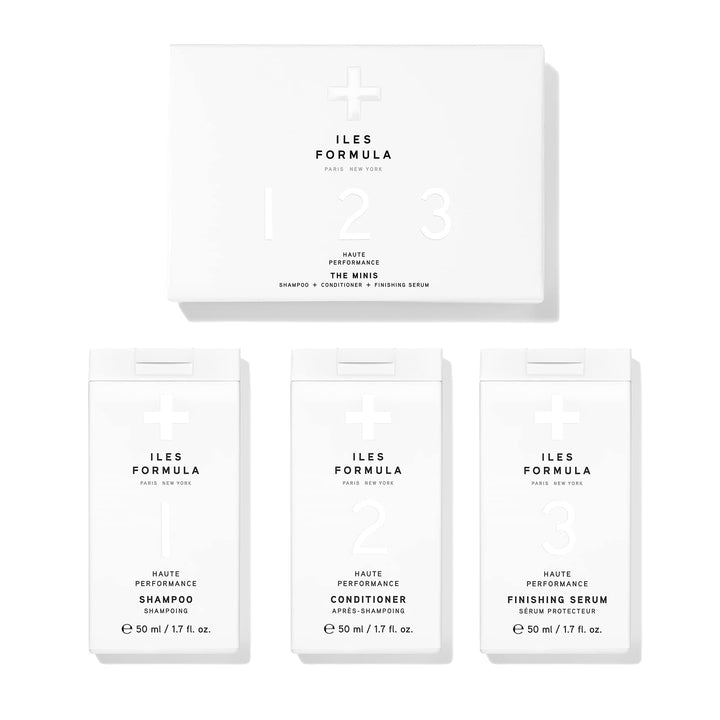 Iles Formula The Minis: Signature Travel Sizes for All Hair Types - Haute Performance Shampoo, Conditioner & Finishing Serum, 50 ML