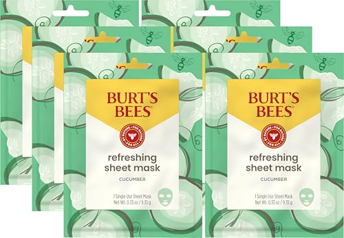 Burt's Bees Refreshing Sheet Face Mask with Cucumber, Pack of 6